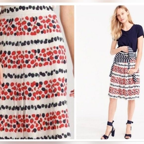 Jcrew Berry Pleated Skirt Size Tall 10 - Picture 1 of 16